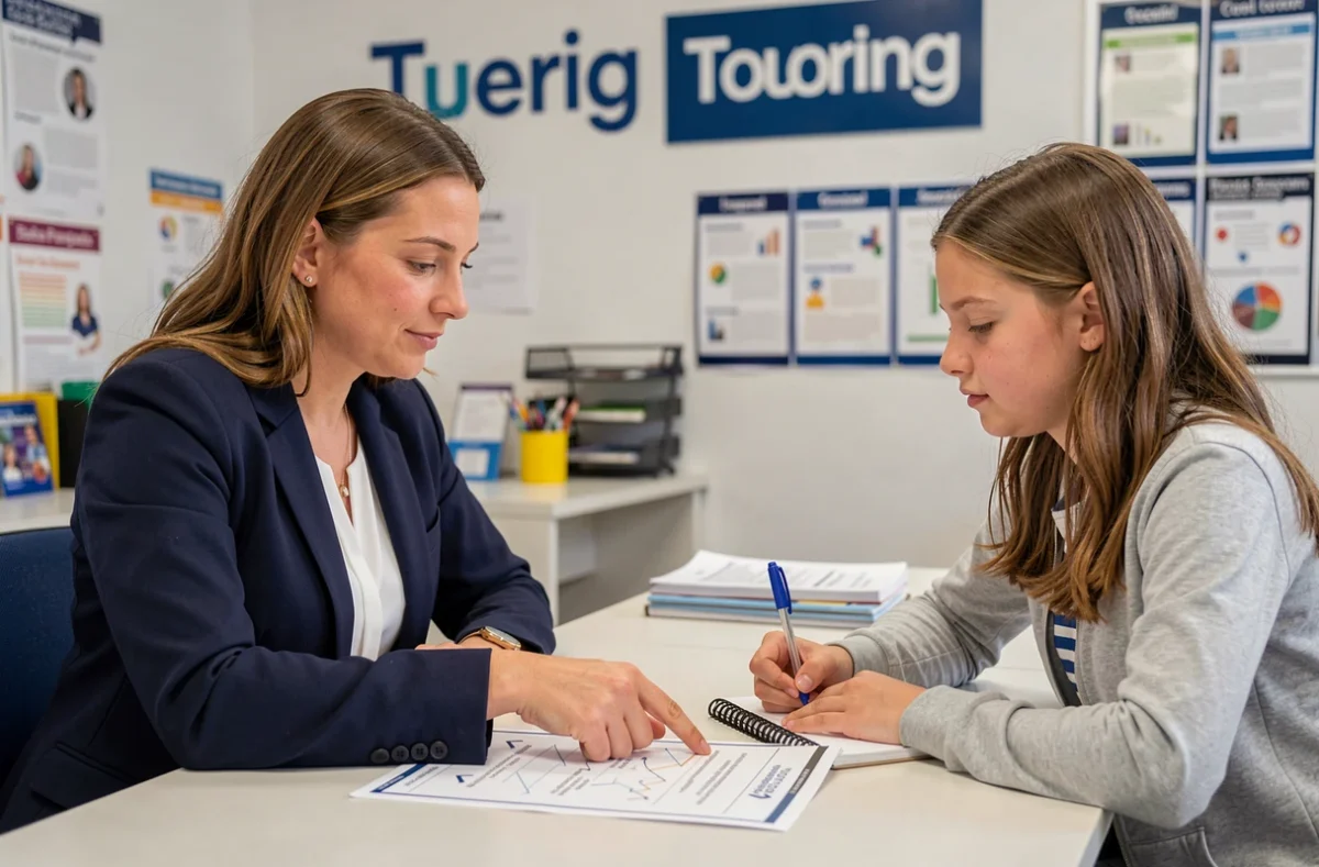 Tutrice d'Acadomia accompagnant une élève dans un centre de soutien scolaire en Occitanie