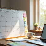 Bureau moderne avec calendrier et ordinateur pour formation