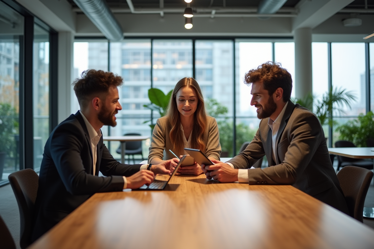 Groupe de collègues collaborant dans un espace de coworking