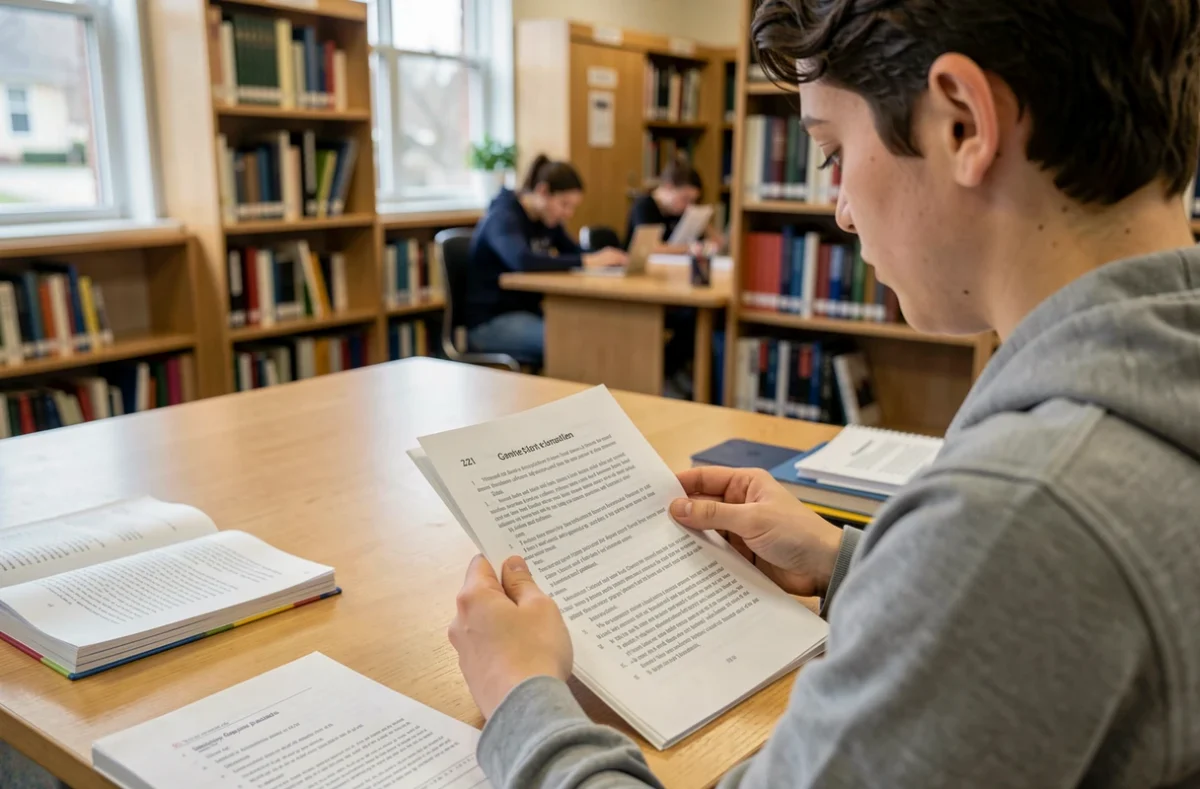 Étudiant qui relit une phrase au passé composé avec choisi