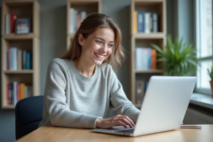 Étudiant souriant à Bordeaux INP dans une salle lumineuse