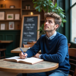 Jeune étudiante française à Paris en train d'étudier