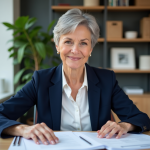 Femme confiante de 55 ans au bureau moderne