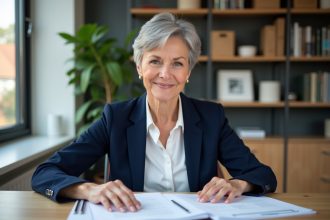 Femme confiante de 55 ans au bureau moderne