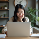 Femme en travail à domicile ou au bureau