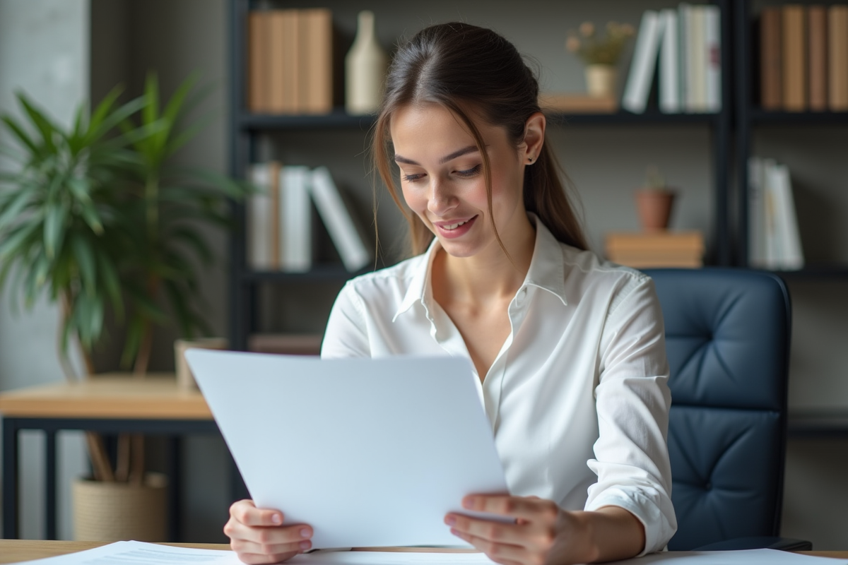 Jeune femme professionnelle examine une stratégie de contenu
