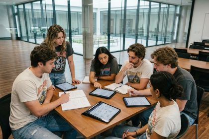 Groupe d'étudiants en atelier de storytelling numérique