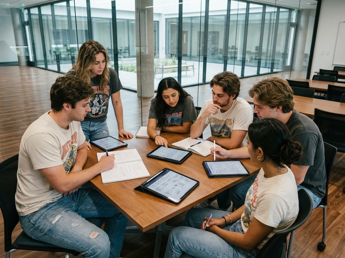 Groupe d'étudiants en atelier de storytelling numérique