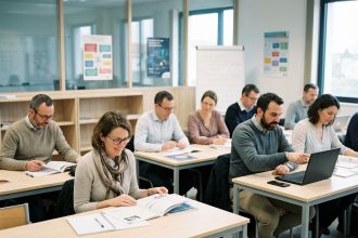 Groupe d'étudiants divers en formation à Niort