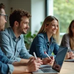Groupe de jeunes adultes en atelier tourisme numérique