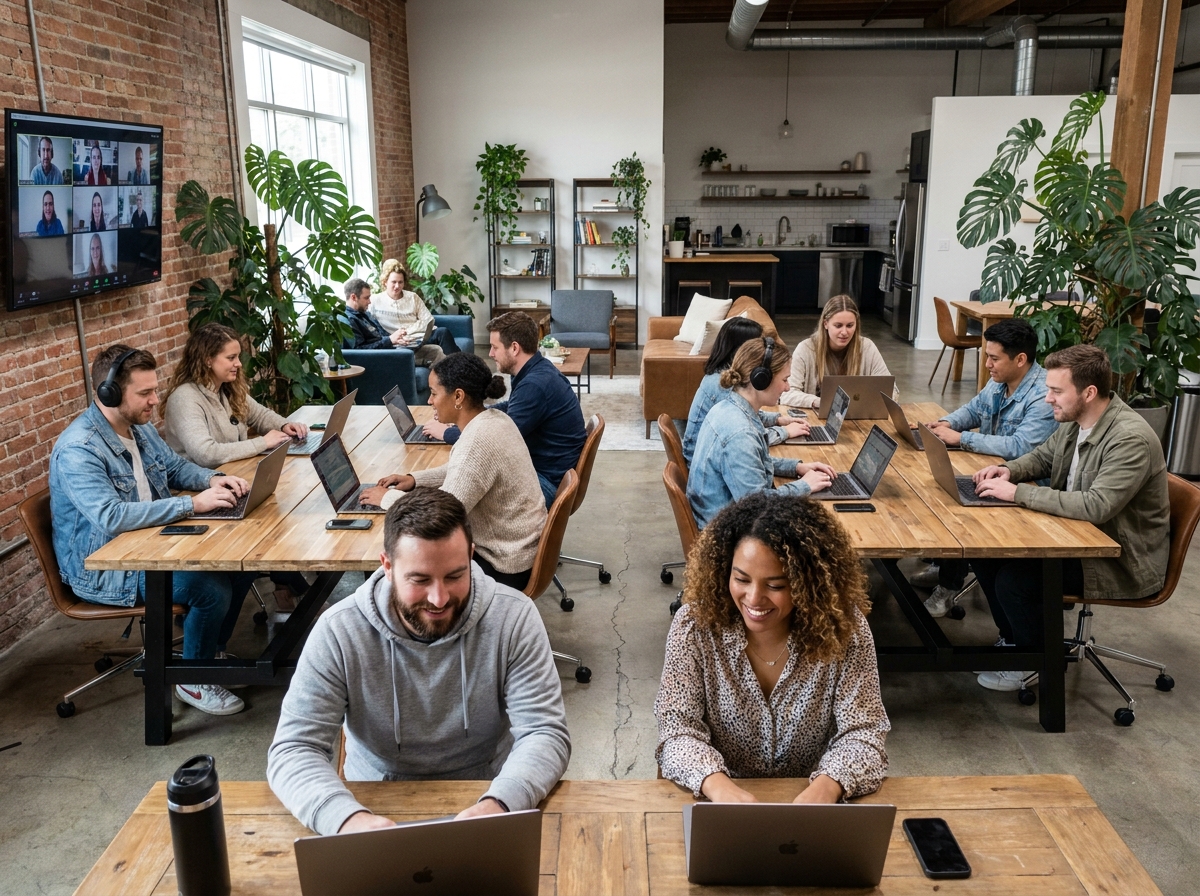 Groupe divers de professionnels en formation virtuelle