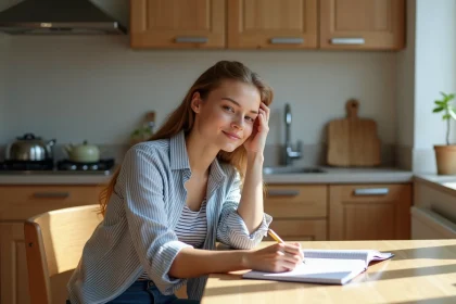 Jeune femme écrivant des verbes espagnols au futur