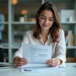 Jeune femme en comptabilite dans un bureau professionnel