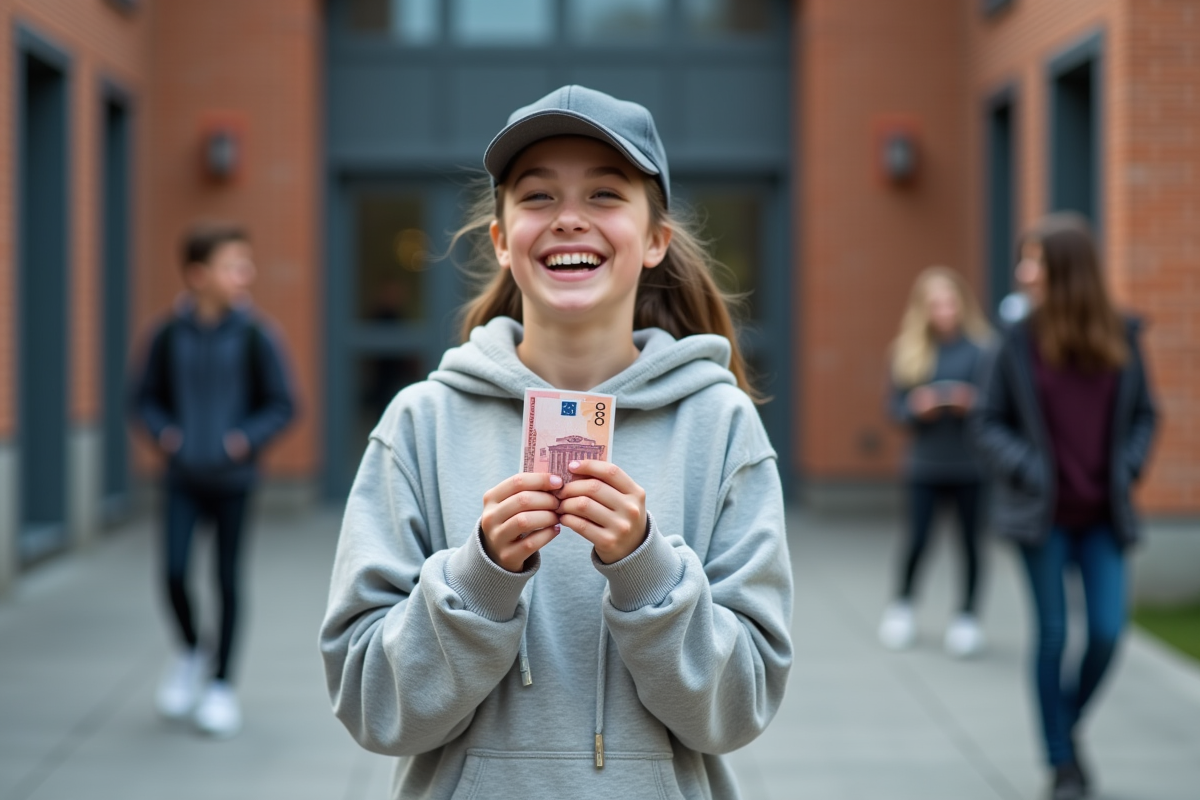 Jeune fille heureuse devant l