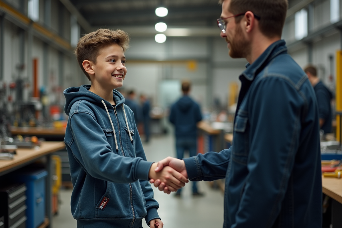 Adolescent serrant la main d