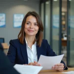Femme en rendez-vous d'accompagnement avec un conseiller Solerys Pôle emploi dans un bureau moderne